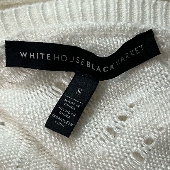 WHBM Womens Cream Open Knit Sweater Long Sleeve Lightweight Pullover Top‎ Small - Picture 7 of 8